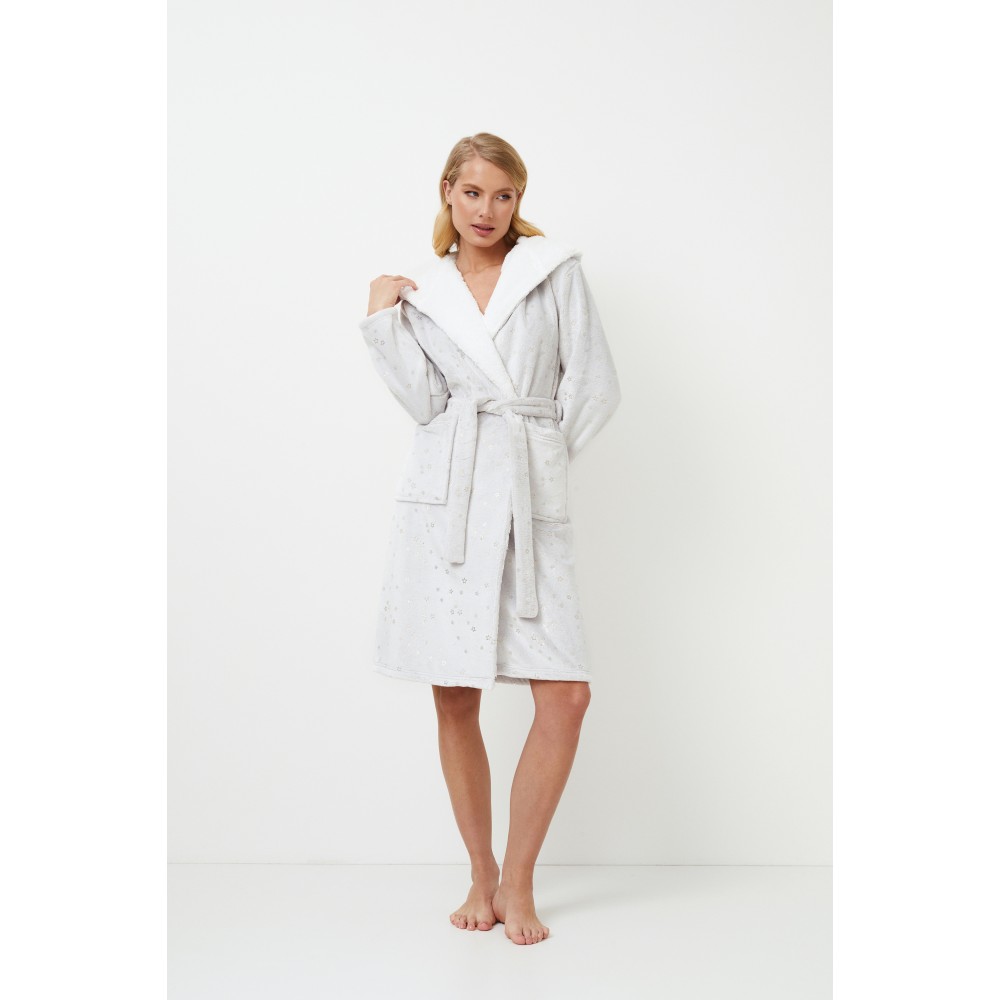 Aruelle Hazel,  Γυναικεία Midi Ρόμπα Σταυρωτή με αστεράκια, ΓΚΡΙ