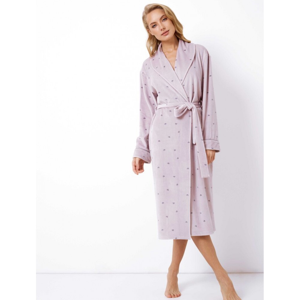 Aruelle Izzie Γυναικεία Βελουτέ Μακριά Ρόμπα Σταυρωτή, ΛΙΛΑ