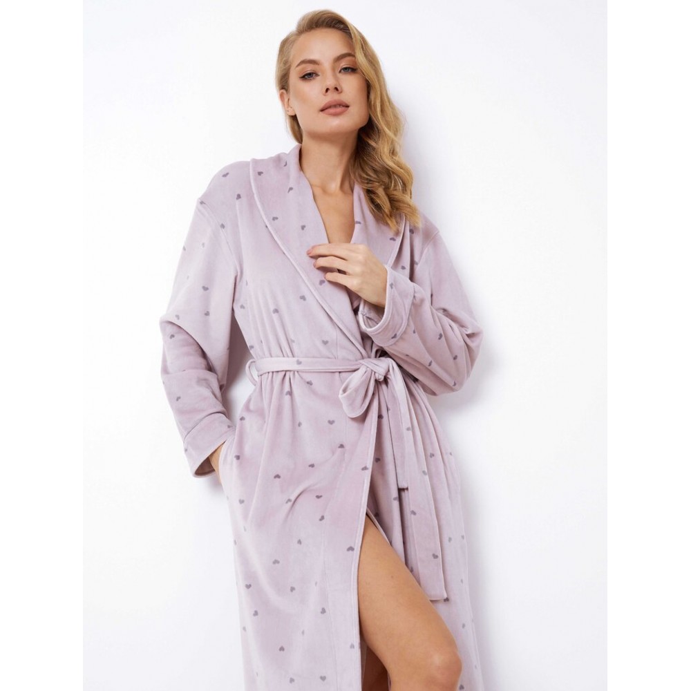 Aruelle Izzie Γυναικεία Βελουτέ Μακριά Ρόμπα Σταυρωτή, ΛΙΛΑ