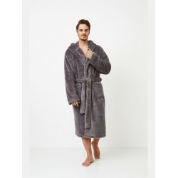 Aruelle, JASON Ανδρική Μακριά Ρόμπα Fleece με κουκούλα, ΓΚΡΙ