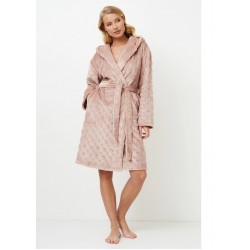 Aruelle "LARA" Γυναικεία ρόμπα Fleece Σταυρωτή με κουκούλα, ΣΟΜΟΝ