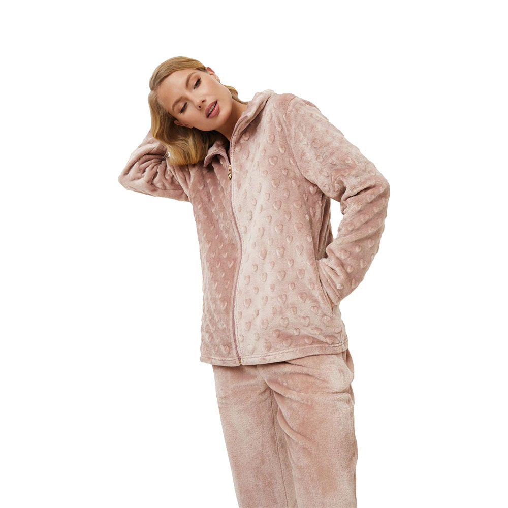 Aruelle "LARA" Γυναικεία ρόμπα Fleece με φερμουάρ και καρδούλες, ΣΟΜΟΝ Aruelle "LARA" Γυναικεία ρόμπα Fleece με φερμουάρ και καρδούλες, ΣΟΜΟΝ