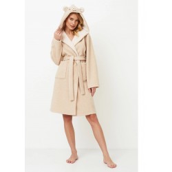 Aruelle "MAGGIE" Γυναικεία Midi Ρόμπα Fleece με κουκούλα, ΜΠΕΖ