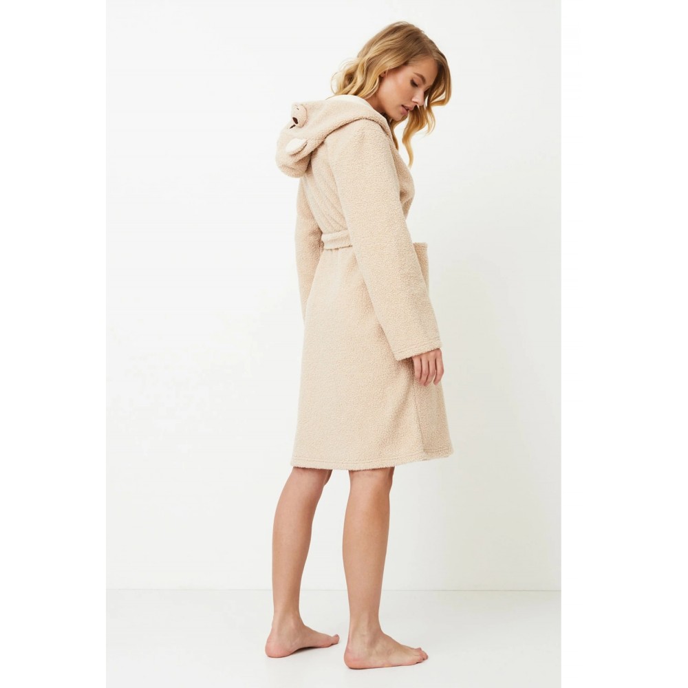 Aruelle "MAGGIE" Γυναικεία Midi Ρόμπα Fleece με κουκούλα, ΜΠΕΖ Aruelle "MAGGIE" Γυναικεία Midi Ρόμπα Fleece με κουκούλα, ΜΠΕΖ