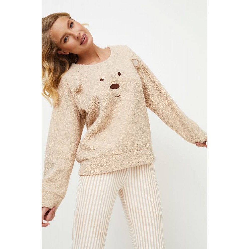 Aruelle MAGGIE SET SOFT Γυναικείo Set Πυτζάμα Fleece, ΜΠΕΖ Aruelle MAGGIE SET SOFT Γυναικείo Set Πυτζάμα Fleece, ΜΠΕΖ