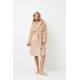 Aruelle ODETTE, Γυναικεία Midi Ρόμπα Fleece  με κουκούλα, σταυρωτή με τσέπες,  ΜΠΕΖ