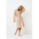 Aruelle ODETTE, Γυναικεία Midi Ρόμπα Fleece  με κουκούλα, σταυρωτή με τσέπες,  ΜΠΕΖ