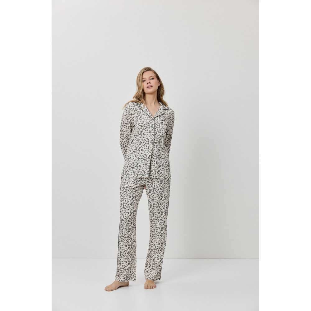 Aruelle, Asha PJ Long Γυναικεία Κουμπωτή Πυζάμα, ANIMAL PRINT