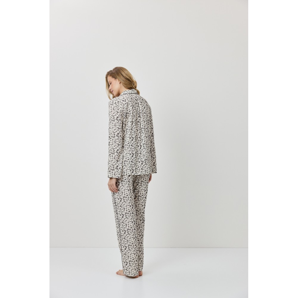 Aruelle, Asha PJ Long Γυναικεία Κουμπωτή Πυζάμα, ANIMAL PRINT