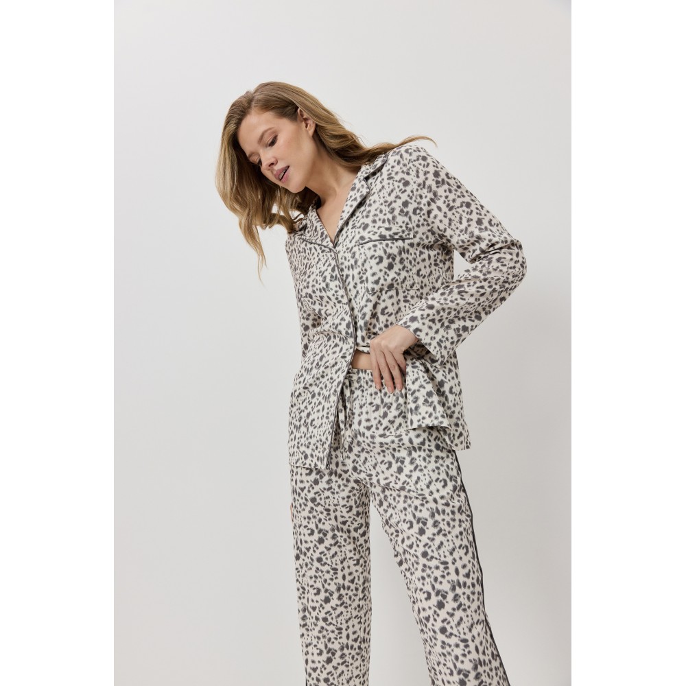 Aruelle, Asha PJ Long Γυναικεία Κουμπωτή Πυζάμα, ANIMAL PRINT