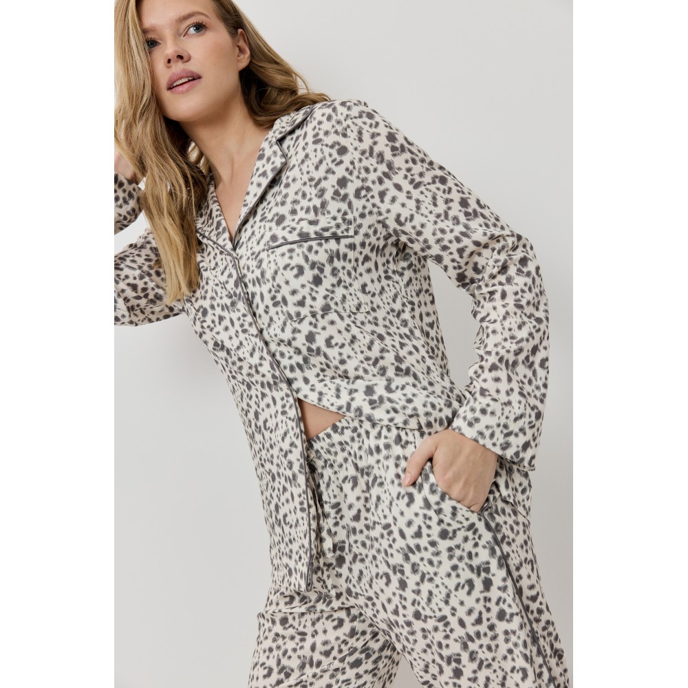 Aruelle, Asha PJ Long Γυναικεία Κουμπωτή Πυζάμα, ANIMAL PRINT
