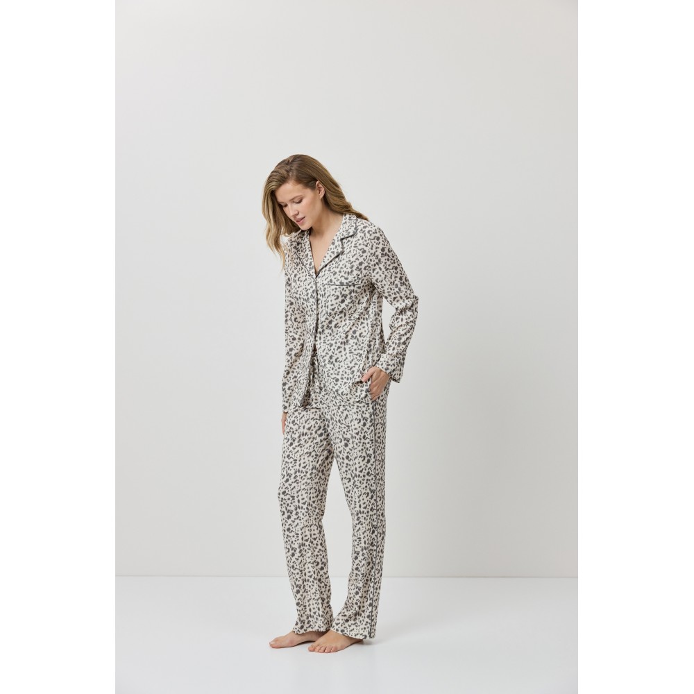 Aruelle, Asha PJ Long Γυναικεία Κουμπωτή Πυζάμα, ANIMAL PRINT