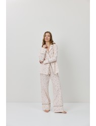 Aruelle Petra PJ Long Γυναικεία Κουμπωτή Πυζάμα Viscose, ΡΟΖ