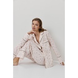 Aruelle Petra PJ Long Γυναικεία Κουμπωτή Πυζάμα Viscose, ΡΟΖ