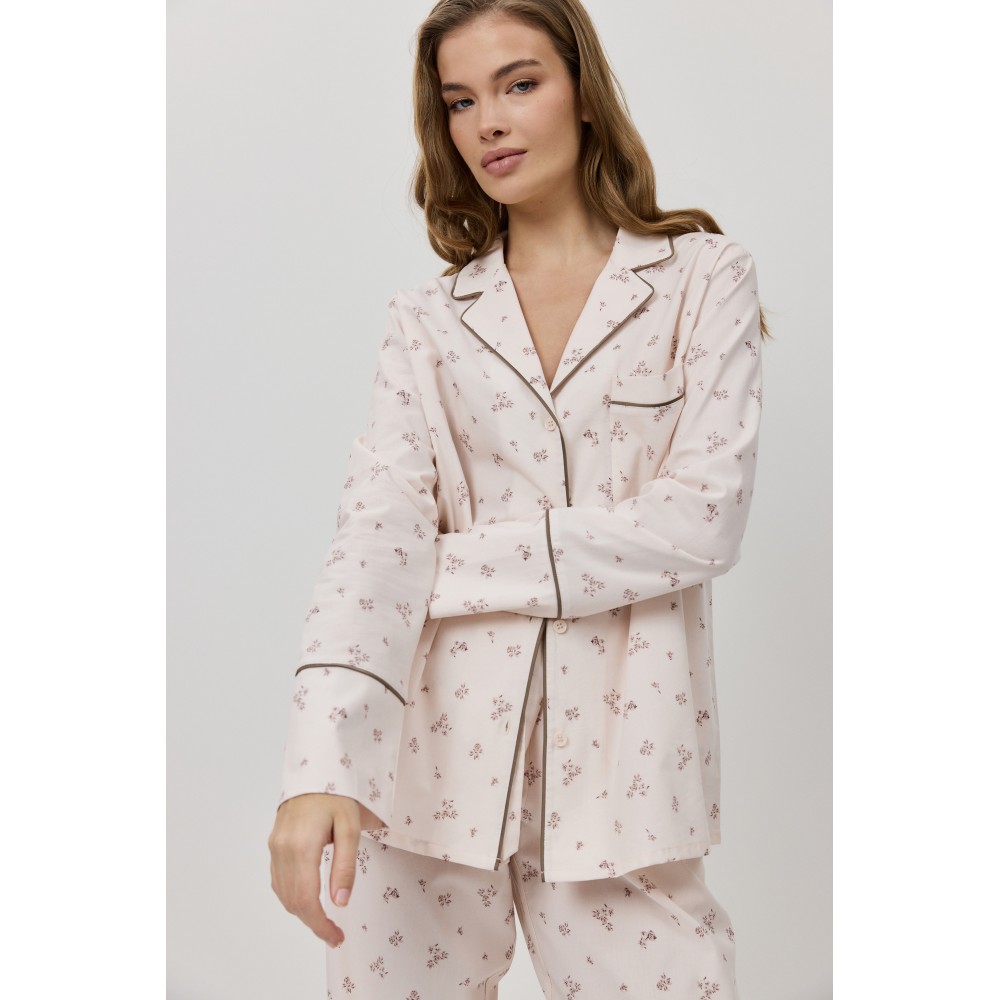 Aruelle Petra PJ Long Γυναικεία Κουμπωτή Πυζάμα Viscose, ΡΟΖ
