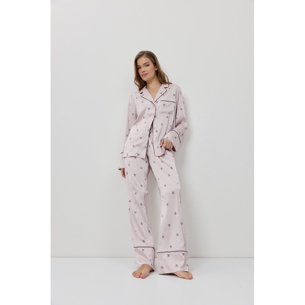 Aruelle Rosa PJ Long Γυναικεία Σατέν Πυζάμα με κουμπιά, DUSTY PINK