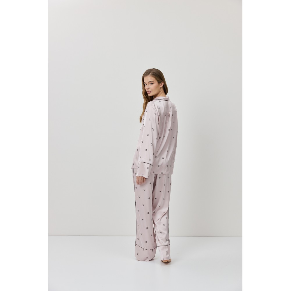 Aruelle Rosa PJ Long Γυναικεία Σατέν Πυζάμα με κουμπιά, DUSTY PINK
