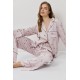 Aruelle Rosa PJ Long Γυναικεία Σατέν Πυζάμα με κουμπιά, DUSTY PINK