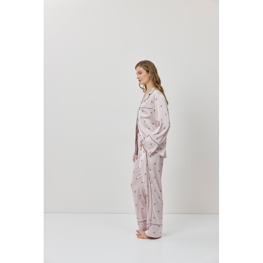 Aruelle Rosa PJ Long Γυναικεία Σατέν Πυζάμα με κουμπιά, DUSTY PINK