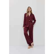 Aruelle Tessara PJ Long Γυναικεία Σατέν Πυζάμα με κουμπιά, BURGUNDY