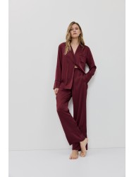 Aruelle Tessara PJ Long Γυναικεία Σατέν Πυζάμα με κουμπιά, BURGUNDY