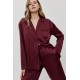 Aruelle Tessara PJ Long Γυναικεία Σατέν Πυζάμα με κουμπιά, BURGUNDY