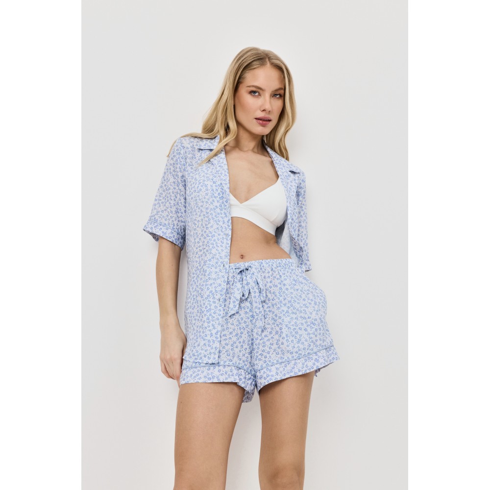 Aruelle Lullaby, Γυναικείο Πυτζαμάκι με Σορτς και Κοντό Μανίκι σε Ανδρικό στυλ, ΣΙΕΛ