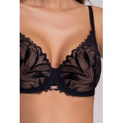 AVA 2104, Σουτιέν Push Up με δαντέλα και αφαιρούμενη επένδυση, ΜΑΥΡΟ