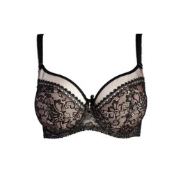 Ava Lingerie 1396  Σουτιέν για μεγάλο στήθος, χωρίς ενίσχυση από μαλακή δαντέλα, ΜΑΥΡΟ