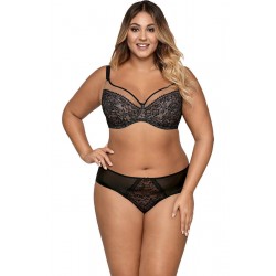 Ava Lingerie 1396  Σουτιέν για μεγάλο στήθος, χωρίς ενίσχυση από μαλακή δαντέλα, ΜΑΥΡΟ