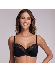 Ava 2111  Σουτιέν Soft Side Support για μεγάλο στήθος, χωρίς ενίσχυση με  δαντέλα, ΜΑΥΡΟ