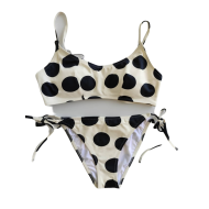 Set Μαγιό Bikini  Bilitis PR021 Σουτιέν μπουστάκι και κυλοτάκι δετό ΑΣΠΡΟΜΑΥΡΟ ΠΟΥΑ