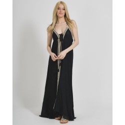 Ble Resort Collection 5-41-348-0628,  Φόρεμα Μακρύ Αμάνικο Βαμβακερό ΜΑΥΡΟ