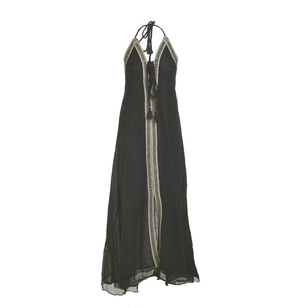Ble Resort Collection 5-41-348-0628,  Φόρεμα Μακρύ Αμάνικο Βαμβακερό ΜΑΥΡΟ