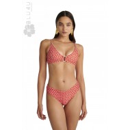 BLU4U 25366261-20, Γυναικείο Σουτιέν Μαγιό  "RETRO RED" με κούμπωμα και αφαιρούμενη επένδυση, ΚΟΡΑΛΙ