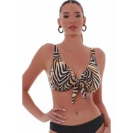 Bluepoint 25066040D, Γυναικείο Bikini Top "SPIRIT ANIMAL"με μπανέλα Cup D, ΜΠΕΖ-ΔΕΡΜΑ