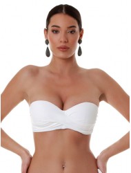 Bluepoint 26066093D-01 Γυναικείο Σουτιέν Μαγιό Στράπλες cup D με ντραπέ σχέδιο, ΑΣΠΡΟ