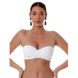 Bluepoint 26066093D-01 Γυναικείο Σουτιέν Μαγιό Στράπλες cup D με ντραπέ σχέδιο, ΑΣΠΡΟ