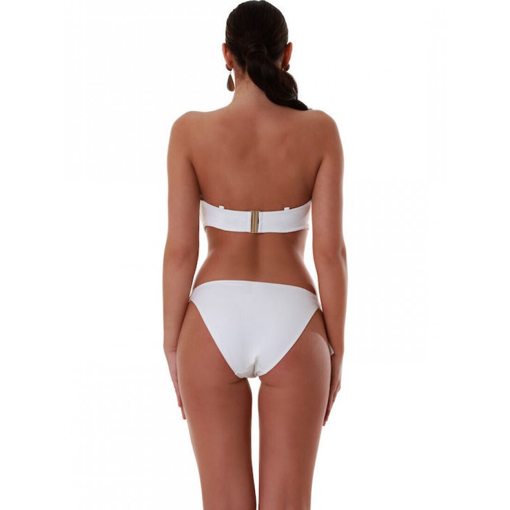 Bluepoint 26066093D-01 Γυναικείο Σουτιέν Μαγιό Στράπλες cup D με ντραπέ σχέδιο, ΑΣΠΡΟ