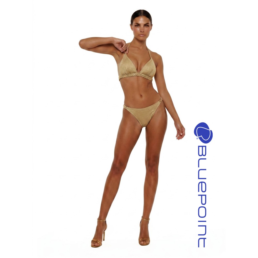 Bluepoint 26066025-40, Γυναικείο Τριγωνάκι Bikini Top, ΜΠΕΖ-ΧΡΥΣΟ