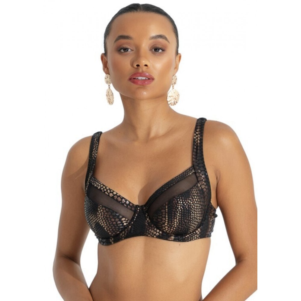 Bluepoint 26066078D-18, Γυναικείο Bikini Top "CROCO EFFECT", χωρίς ενίσχυση, ΚΑΦΕ