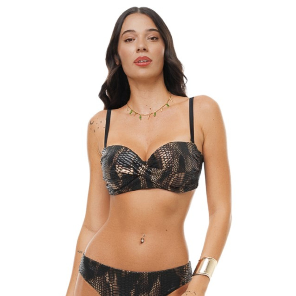 Bluepoint 26066075D-18, Γυναικείο Bikini Top Strapless "Croco Effect", ΚΑΦΕ