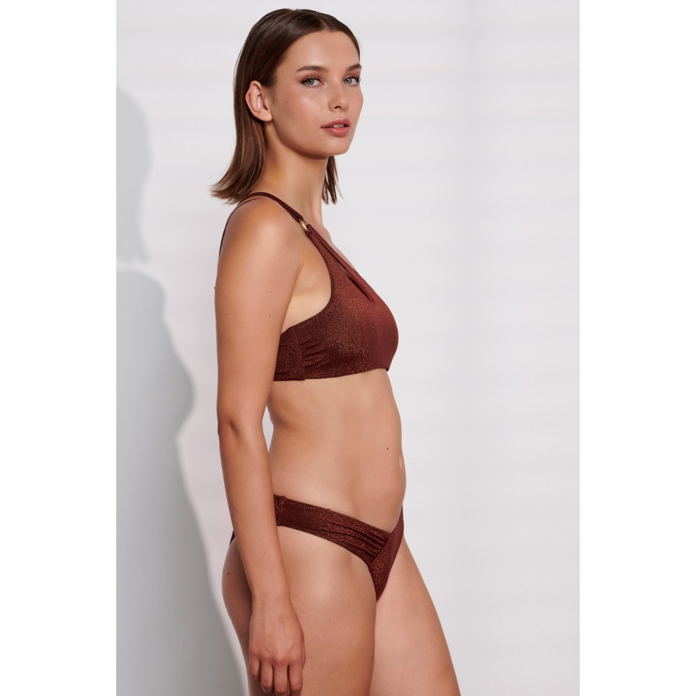 Bikini Set Μαγιό Bilitis JS128, με έναν ώμο σε μπρονζέ χρώμα