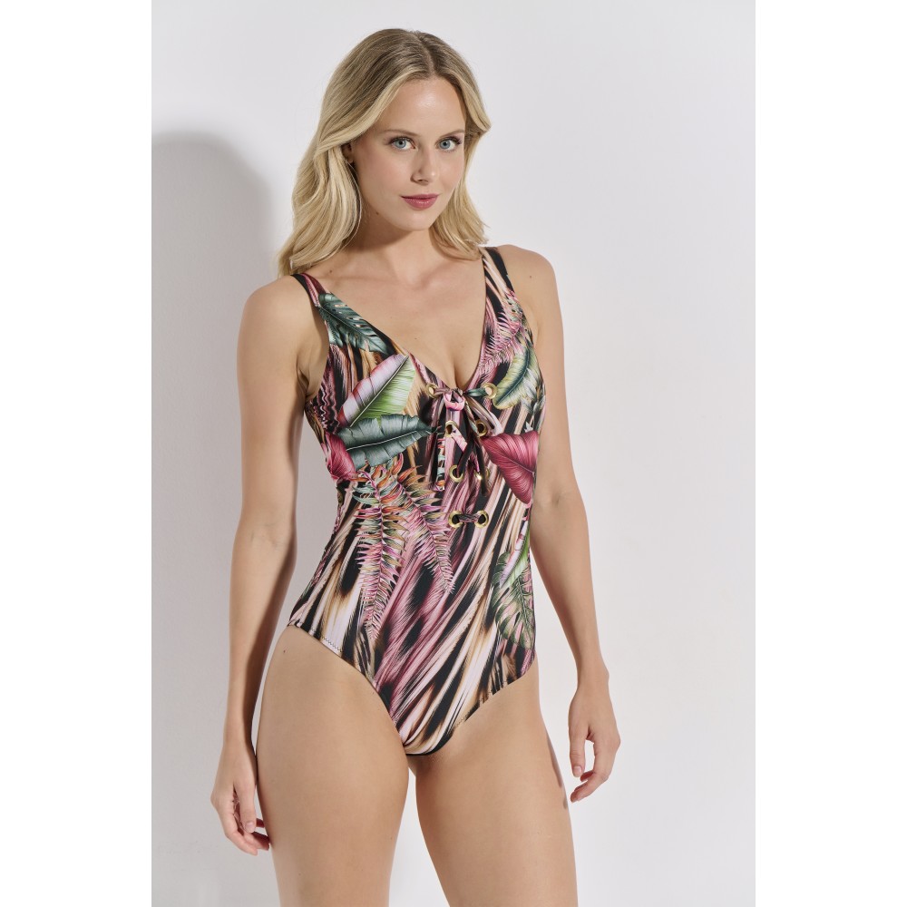 Bilitis, ZANZIBAR ΖΝ202, Γυναικείο Ολόσωμο Μαγιό με τρουκς και κορδόνι