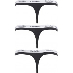 Calvin Klein  QD3587E-001 Thong 3PK, βαμβακερά κυλοτάκια  σε συσκευασία των 3 τεμαχίων ΜΑΥΡΑ