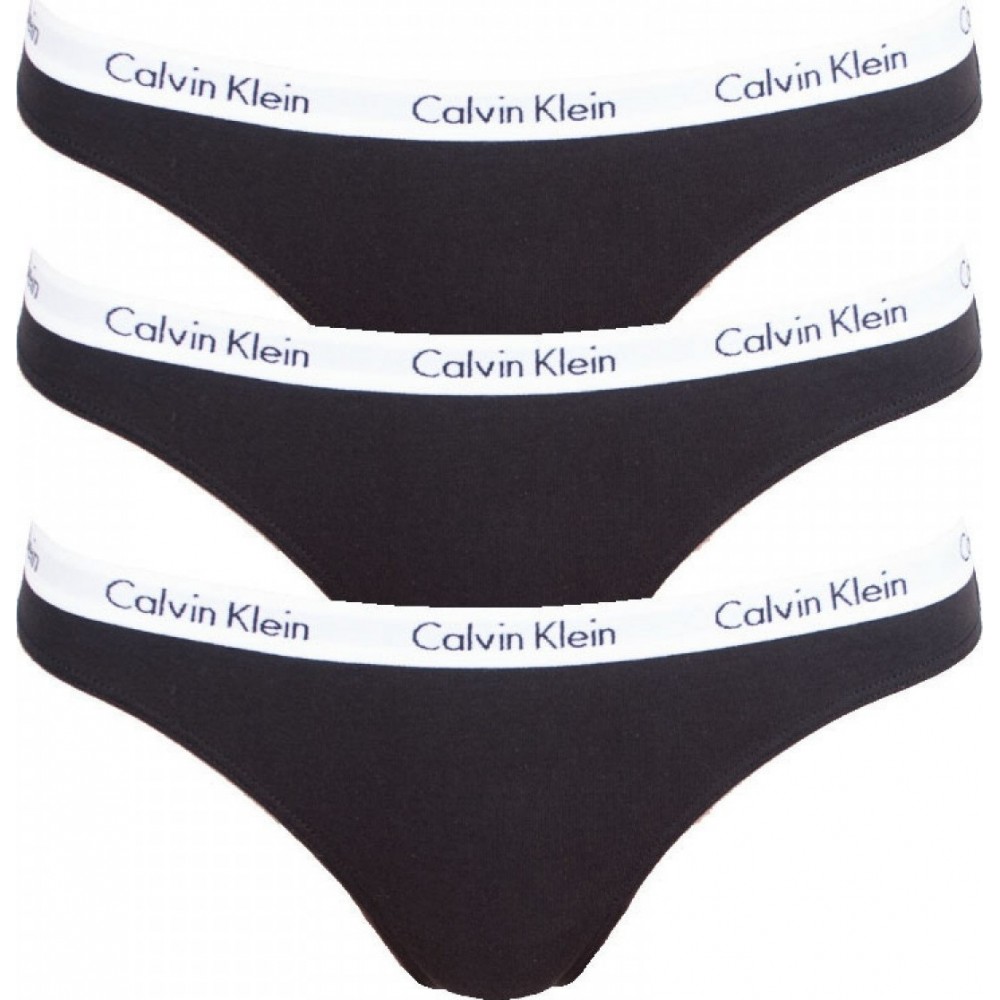 Calvin Klein  QD3587E-001 Thong 3PK, βαμβακερά κυλοτάκια  σε συσκευασία των 3 τεμαχίων ΜΑΥΡΑ