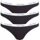 Calvin Klein  QD3587E-001 Thong 3PK, βαμβακερά κυλοτάκια  σε συσκευασία των 3 τεμαχίων ΜΑΥΡΑ