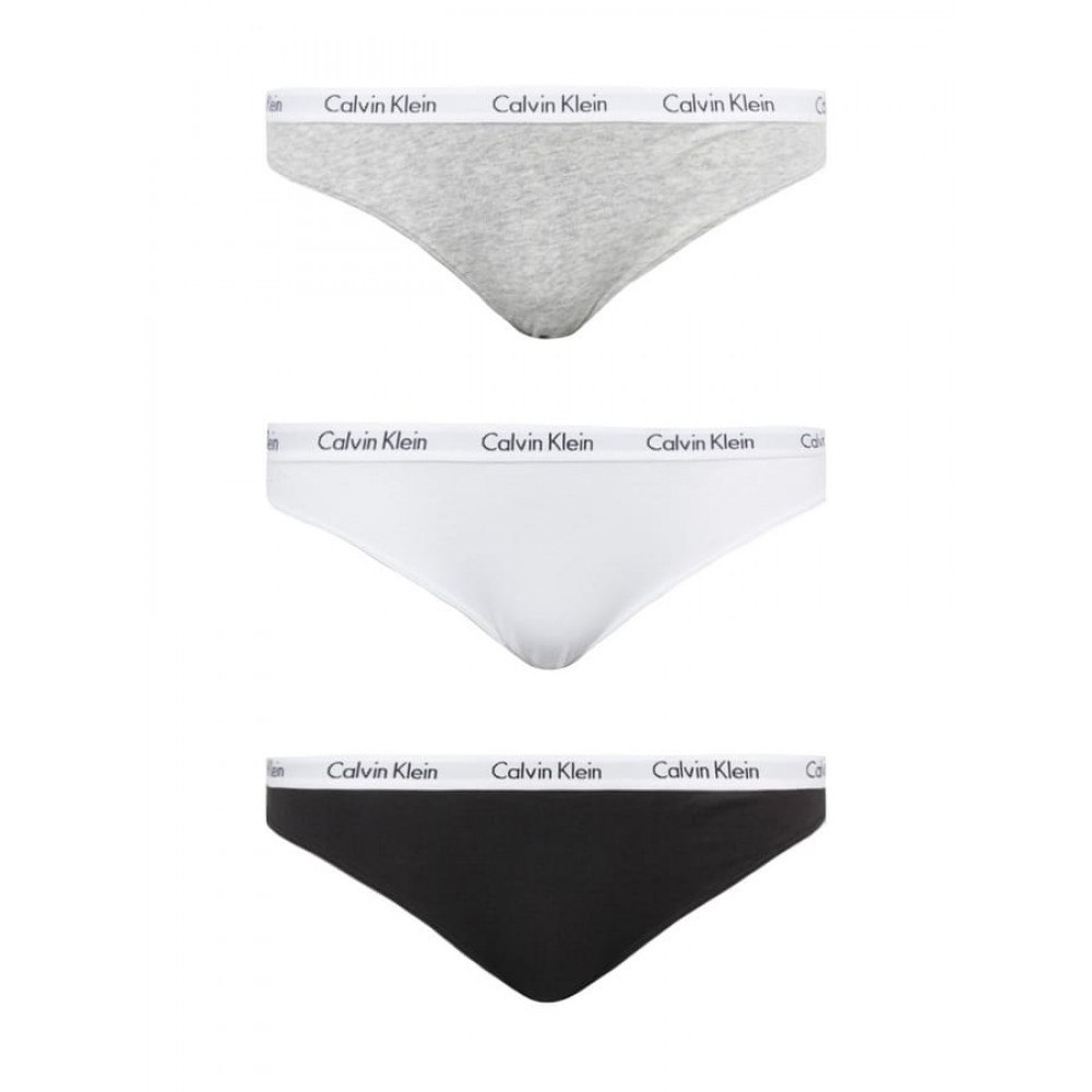 Calvin Klein  QD3588E-999 Bikini 3PK, βαμβακερά κυλοτάκια  σε συσκευασία των 3 τεμαχίων ΑΣΠΡΟ-ΜΑΥΡΟ-ΓΚΡΙ