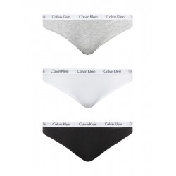 Calvin Klein  QD3588E-999 Bikini 3PK, βαμβακερά κυλοτάκια  σε συσκευασία των 3 τεμαχίων ΑΣΠΡΟ-ΜΑΥΡΟ-ΓΚΡΙ