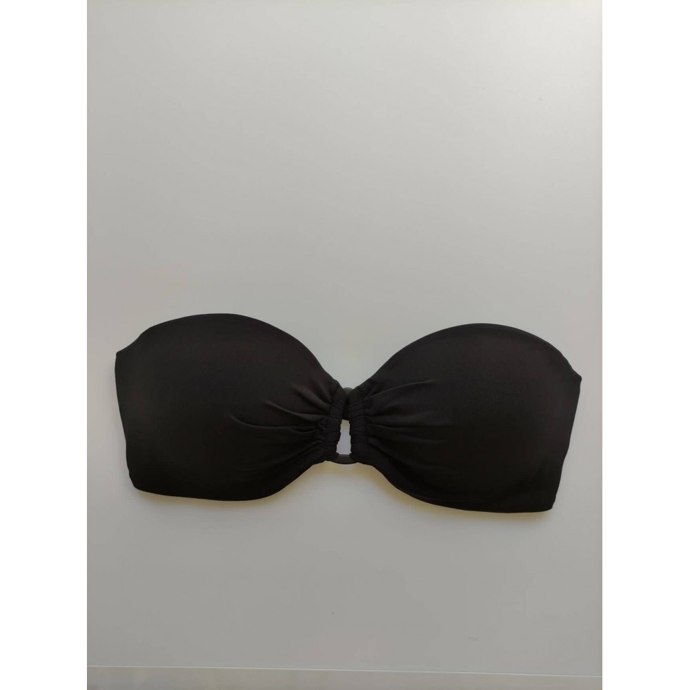 Μiss Crool I20-851, Strapless Σουτιέν μαγιό  cup B/C ενισχυμένο και κούμπωμα στη πλάτη, ΜΑΥΡΟ